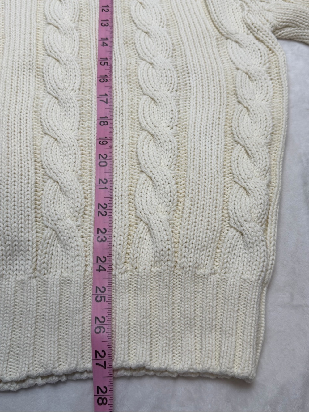 Vintage Polo Ralph Lauren Cable Knit Fisherman Sweater Cream Cotton L Heritage - Picture 7 of 9